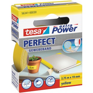 Tesa extra Power Perfect - Ruban Adhesif Toile - Ruban de Reparation pour Artisanat, Fixation, Renforcement et etiquetage - Jaun