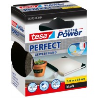 Tesa extra Power Perfect - Ruban Adhesif Toile - Ruban de Reparation pour Artisanat, Fixation, Renforcement et etiquetage - Noir