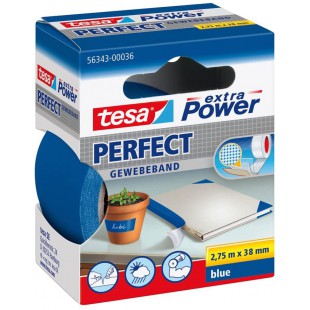 Tesa extra Power Perfect - Ruban Adhesif Toile - Ruban de Reparation pour Artisanat, Fixation, Renforcement et etiquetage - Bleu
