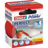 Tesa extra Power Perfect - Ruban Adhesif Toile - Ruban de Reparation pour Artisanat, Fixation, Renforcement et etiquetage - Roug