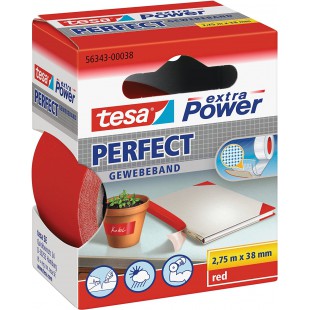 Tesa extra Power Perfect - Ruban Adhesif Toile - Ruban de Reparation pour Artisanat, Fixation, Renforcement et etiquetage - Roug