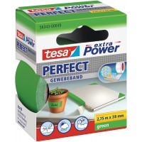 Tesa extra Power Perfect - Ruban Adhesif Toile - Ruban de Reparation pour Artisanat, Fixation, Renforcement et etiquetage - Vert
