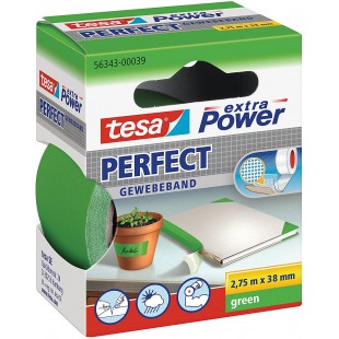 Tesa extra Power Perfect - Ruban Adhesif Toile - Ruban de Reparation pour Artisanat, Fixation, Renforcement et etiquetage - Vert
