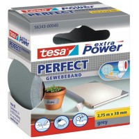 Tesa extra Power Perfect - Ruban Adhesif Toile - Ruban de Reparation pour Artisanat, Fixation, Renforcement et etiquetage - Gris