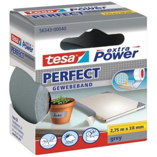 Tesa extra Power Perfect - Ruban Adhesif Toile - Ruban de Reparation pour Artisanat, Fixation, Renforcement et etiquetage - Gris
