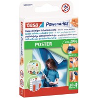 Tesa Powerstrips POSTER Bandes adhesives Double-Face pour Posters - Auto-adhesif et Reutilisable - Adherence Jusqu'a  200 g - 20