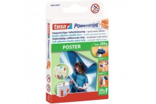 Tesa Powerstrips POSTER Bandes adhesives Double-Face pour Posters - Auto-adhesif et Reutilisable - Adherence Jusqu'a  200 g - 20