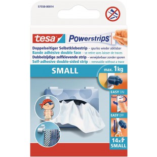 Tesa Powerstrips Languettes Amovibles SMALL - Fixation Extra Forte - Languettes Adhesives pour Surfaces Lisses - Soutient un Poi