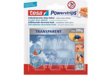 tesa Powerstrips 58900-00013-03 Lot de 5 crochets decoratifs Transparent Jusqu'a  200 g