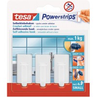 Tesa Powerstrips Crochets Amovibles CLASSIC - Fixation Extra Forte - Crochet Adhesif pour Verre, Carrelage, Bois, Plastique et a