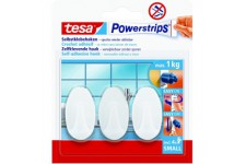 Tesa Powerstrips Crochets Amovibles OVAL - Fixation Extra Forte - Crochet Adhesif pour Verre, Carrelage, Bois, Plastique et autr