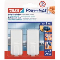 tesa Powerstrips Crochets LARGE CLASSIQUE - Crochet Adhesif Mural Amovible pour Verre, Carrelage, Bois, Plastique et autres Surf