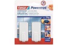 tesa Powerstrips Crochets LARGE CLASSIQUE - Crochet Adhesif Mural Amovible pour Verre, Carrelage, Bois, Plastique et autres Surf