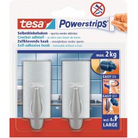 Tesa 580550000403 Powerstrips Pack de 2 Crochets design avec 4 Languettes Gris