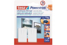 Tesa Powerstrips Crochets de Fixation Auto-Adhesifs pour Cadres et Tableaux - Supporte des Objets Jusqu'a  1 Kg - Amovibles et R