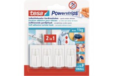 Tesa Powerstrips Crochets de Fixation Auto-Adhesifs SMALL Pour Rideaux et Store d'une Charge Jusqu'a 1 kg - Amovible