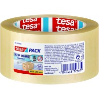 tesapack Ultra Strong - Ruban Adhesif d'Emballage en PVC Solide et Securise - Transparent - 65 m x 50 mm