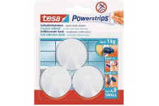 Tesa 57577-00000-00 Powerstrips 3 mini crochets rond + 4 Mini Languettes Blanc