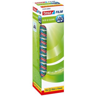 Tesa eco & clear ruban adhesif transparent - Bandes Double Face ecologiques, sans Solvant, Resistantes au Vieillissement avec Ha