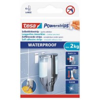 Tesa Powerstrips Waterproof LARGE Languettes Auto-Adhesives de Fixation - Charge Jusqu'a  2 kg - Repositionnables - Concu pour l
