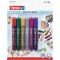 Tesa Glitter Deco Pack de 6 Styos Colles Paillettes Classique Rouge/Vert/Jaune/Gris/Rose/Violet