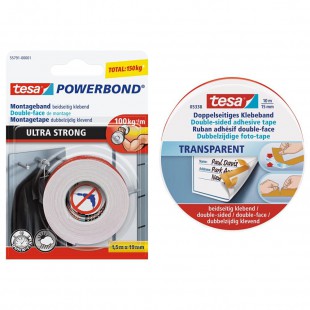 tesa Powerbond Ultra Strong & 05338-00000-01 Ruban adhesif Double-face 10 m:15 mm Transparent