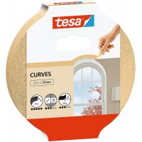 tesa Ruban de Masquage Special COURBES - Ruban Adhesif avec Crepage Extra Fort pour Masquer les Courbes et les Forme