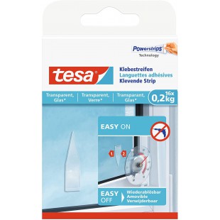 Tesa 77732-00-00 Lot de 16 Languettes adhesives 0,2 Kg Transparent