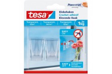Tesa Crochet Adhesif pour Verre et Surfaces Transparentes 1kg - Peut soutenir des Objets jusqu'a  1kg par Crochet - Paquet de 2 