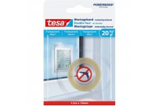 Tesa Powerbond Adhesif Double Face de Fixation Quasi Invisible - Ruban Adhesif de Fixation Murale pour Verre et Surfaces Transpa