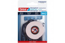 Tesa Powerbond Adhesif Double Face de Fixation Extra Fort Pour Carrelage et Metal - Ruban Adhesif de Fixation Murale pour Surfac