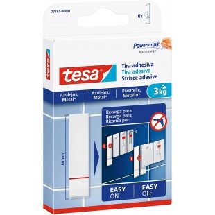 Tesa Languettes Adhesives pour Carrelage & Metal 3kg - Languettes Adhesives pour Surfaces Pleines et Lisses - Peut tenir jusqu'a