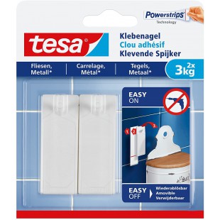 Tesa Clou Adhesif pour Carrelage & Metal 3kg - Clou Autocollant pour Surfaces Lisses et Solides dans les Salles de Bains et Cuis