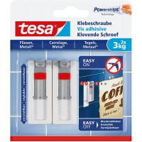 Tesa Vis Adhesives Ajustables pour Carrelage et Metal - Pour Accrocher et Aligner des Objets Jusqu'a  3 kg - Surfaces Interieure