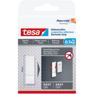 Tesa Powerstrips Languettes Adhesives pour Papier Peint et Platre - Recharges pour Clou Adhesif Tesa - Adherence de 0,5 kg/Clou 