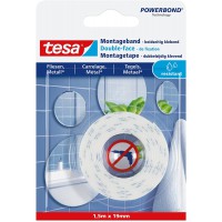 Tesa Powerbond Adhesif Double Face de Fixation Pour Carrelage et Metal - Ruban Adhesif de Fixation Murale - Adapte aux Pieces Hu