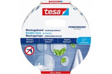 Tesa Powerbond Adhesif Double Face de Fixation Pour Carrelage et Metal - Ruban Adhesif de Fixation Murale - Adapte aux Pieces Hu