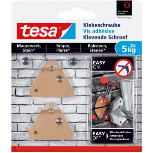 tesa Vis Adhesives Ajustables pour Brique et Pierre - Pour Accrocher et Aligner des Objets Jusqu'a  5 kg - Surfaces Interieures 