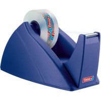 Tesa Easy Cut Derouleur de Bureau Professionnel - Devidoir Rechargeable pour Ruban Adhesif de 33 m x 19 mm - Bleu