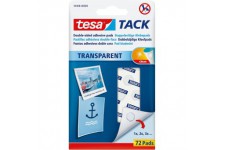 Tesa TACK Pate a  Fixer - Gommettes Adhesives Repositionnables pour Fixer des Objets Legers sur des Surfaces Solides - 72 Pastil