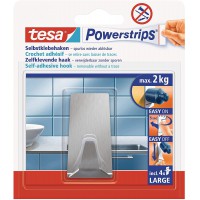 Tesa Powerstrips LARGE Crochets Metalliques de Fixation Auto-Adhesifs - Charge Jusqu'a  2 kg - Repositionnables, Forme rectangul