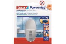 Tesa Powerstrips LARGE Crochets Metalliques de Fixation Auto-Adhesifs - Charge Jusqu'a  2 kg - Repositionnables, Forme Ovale - P