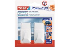 Tesa Powerstrips LARGE Crochets Metalliques de Fixation Auto-Adhesifs - Charge Jusqu'a  2 kg - Repositionnables, Forme rectangul