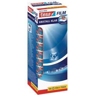 Tesa Lot de 10Rubans Adhesifs Transparents - Offre Speciale - Rouleau Resistant, Sans Solvant et Hautement Adhesif - Adhesif en 