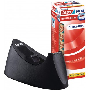 Derouleur de bureau Tesa Easy Cut CURVE - antiderapant, pratique, precis, pour rouleaux de 19 mm jusqu'a  33m + pack de 8 rubans