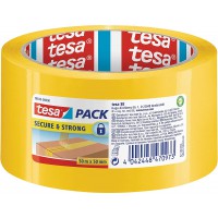 tesapack 58643 Secure and Strong - ruban d'emballage jaune avec pouvoir adhesif eleve pour un transport sur, 50m x 50mm