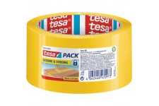tesapack 58643 Secure and Strong - ruban d'emballage jaune avec pouvoir adhesif eleve pour un transport sur, 50m x 50mm