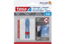 Tesa Clous Adhesifs pour la Fixation de Toiles et de Cadres sur Papier Peint et Platre - Hauteur Reglable - Adherence