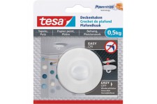 Tesa Crochet de Plafond Auto-Adhesifs - Fixation d'Objets Decoratifs Jusqu'a 0,5 kg/Crochet - S'enlevent sans Laisse