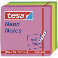 Tesa Neon Bloc-Notes Repositionnables 75 X 75 Mm Tricolore